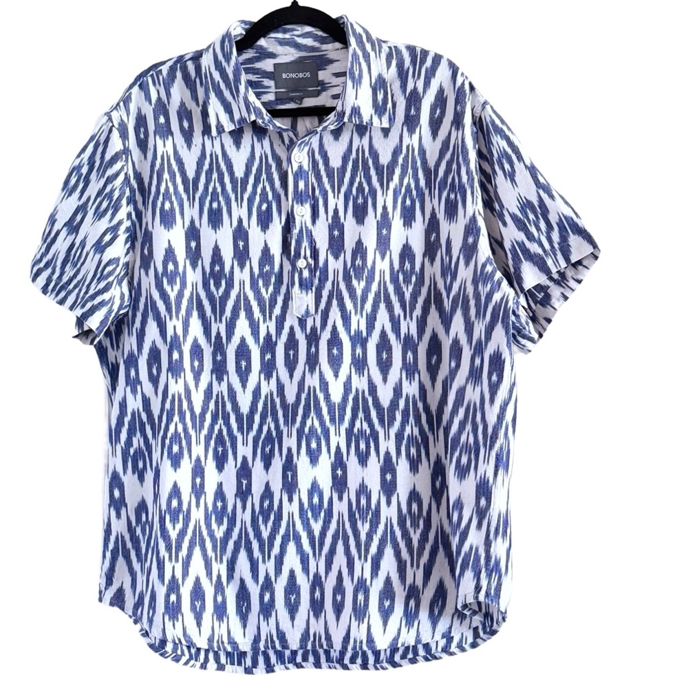 🌻 Bonobos Blue and White Patterned Men's Shirt